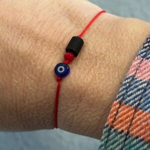 Red String Bracelet with Evil Eye & Jet Stone
